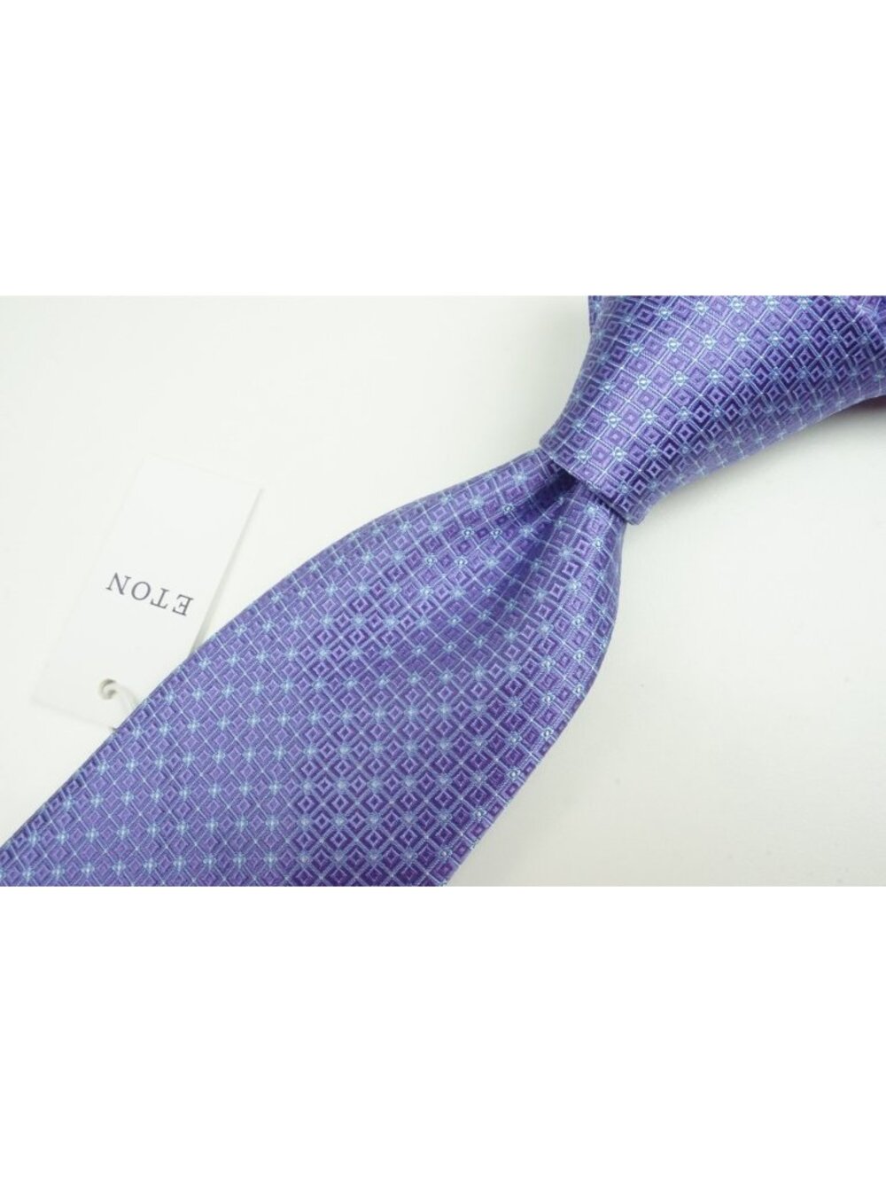 Eton Orchid White Geometric 100% Silk Tie Brand New Tags